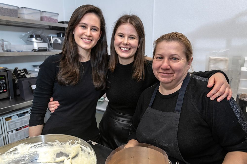 Ilona, Irena, and Liliya in a kitchen