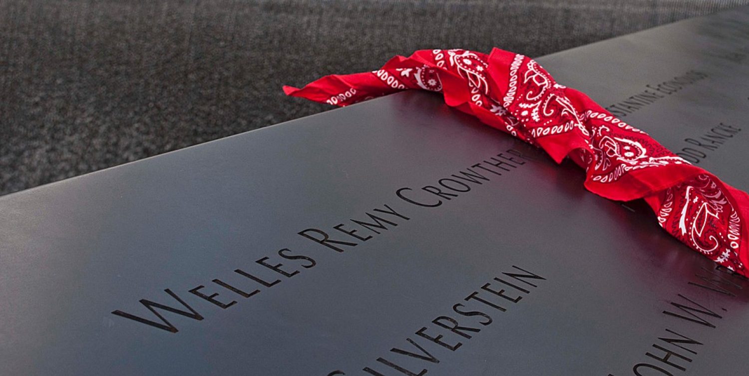 Red bandanna at the 9-11 memorial
