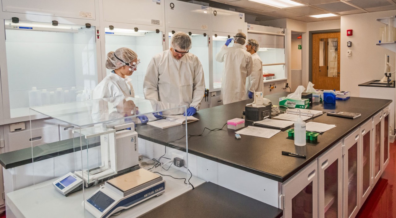 Researchers in BC's Center for Isotope Geochemistry Clean Room. 