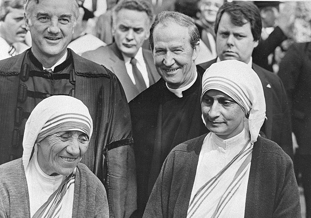 Fr. Monan at Harvard Fr. Monan with Mother Teresa at Harvard