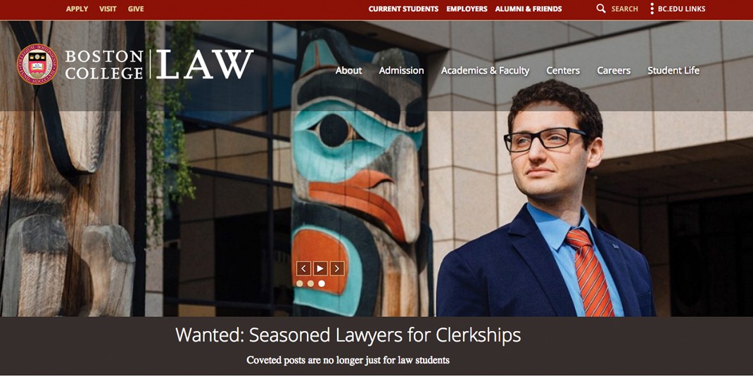 Home page of new Boston College Law School website