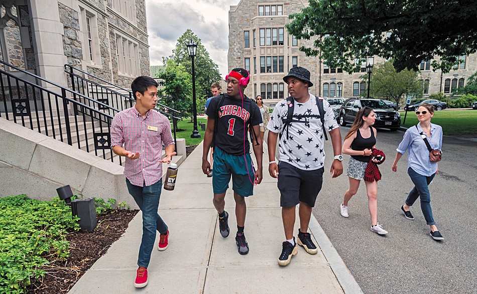 Tour guide Yun with two prospective students