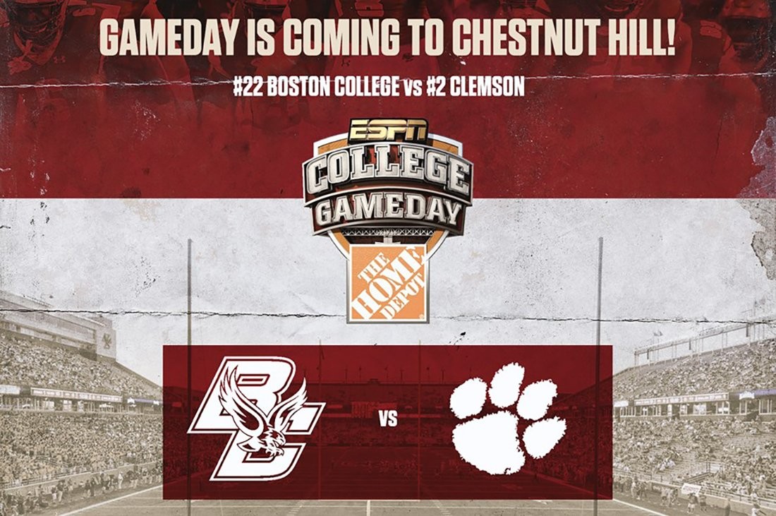 A graphic promoting GameDay at Boston College