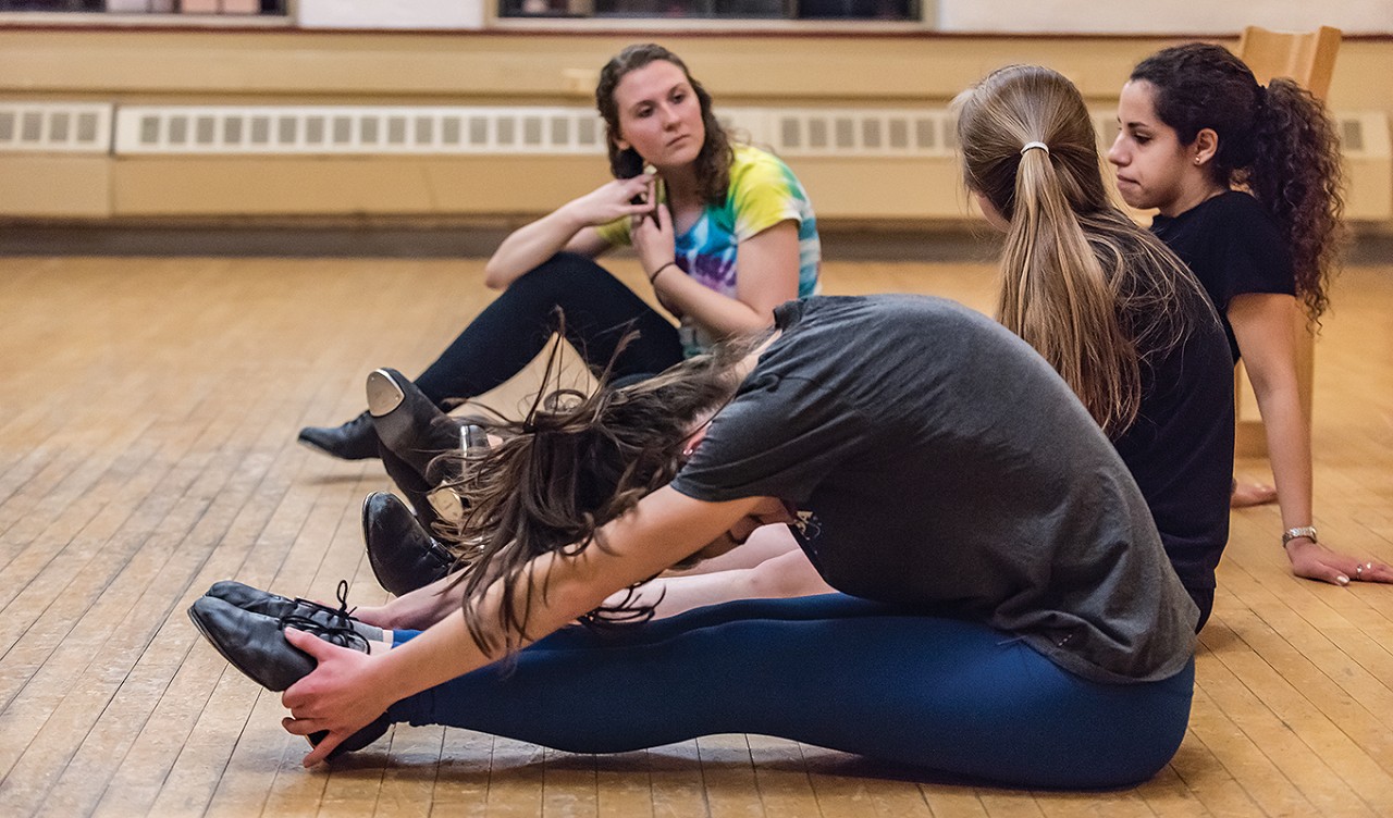 Stretching before rehearsal