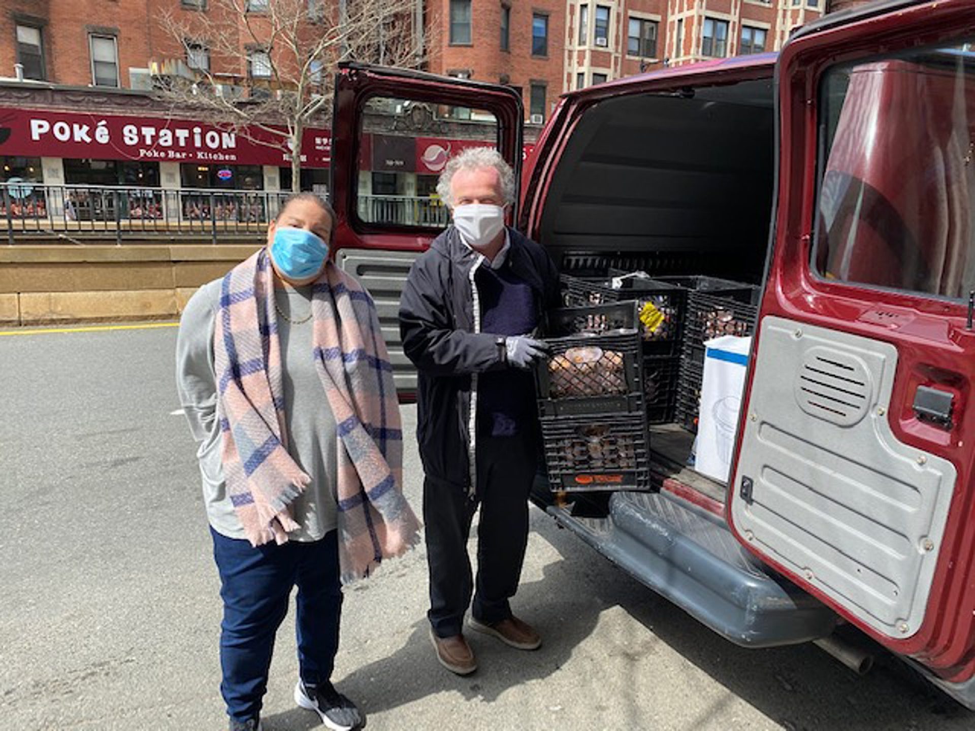 Staffers delivering food