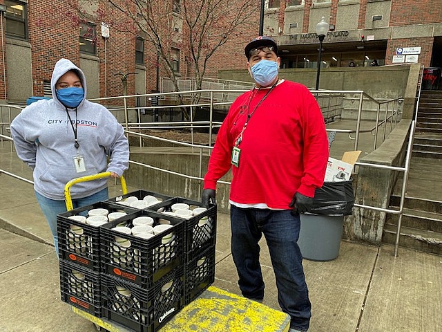 BCDS staff delivering food