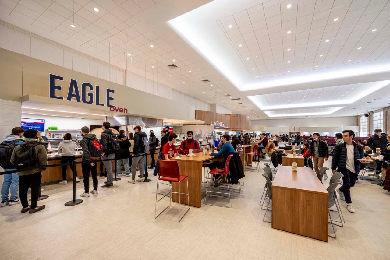 students in Carney Dining Hall