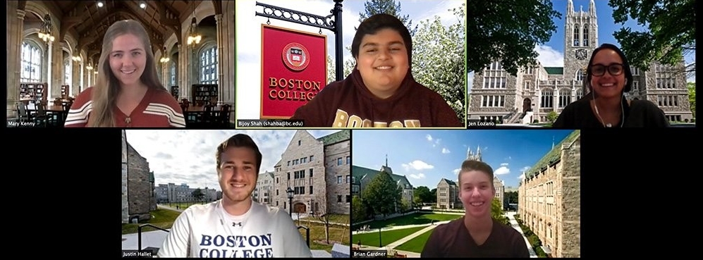 A screenshot of students video chatting on Zoom