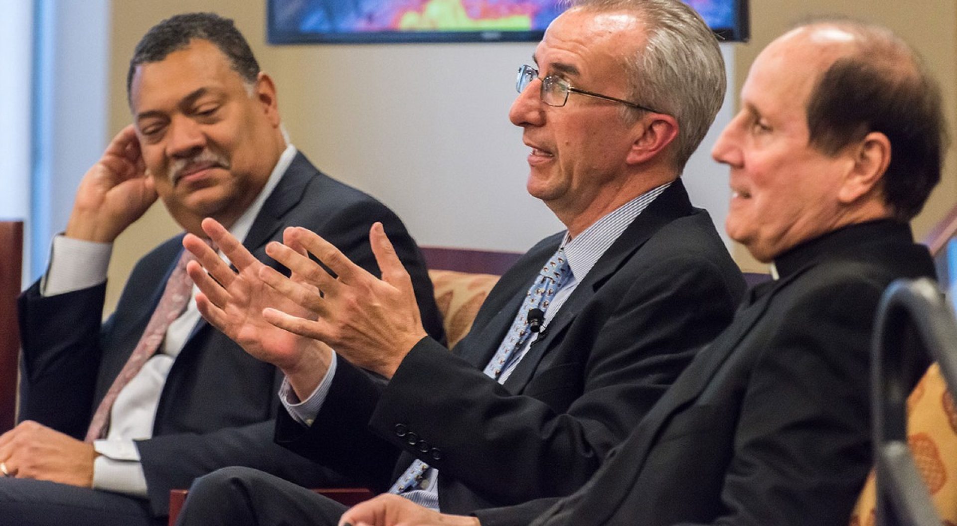 BC Law School Dean Vincent Rougeau, Dean of Students Thomas Mogan and Associate Vice President for Mission and Ministry Fr. Tony Penna