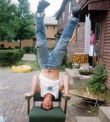 Headstand on chair