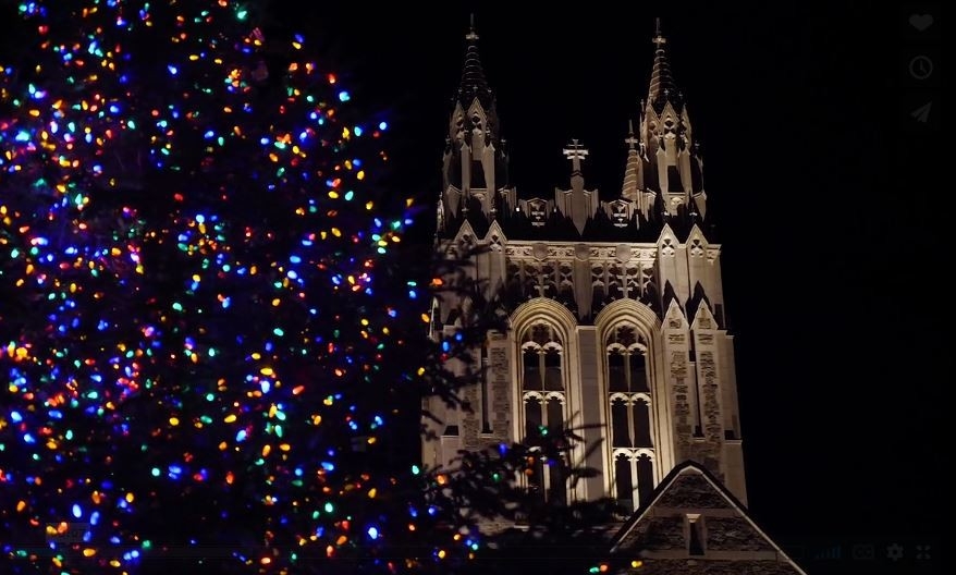 Gasson Hall and BC Christmas tree