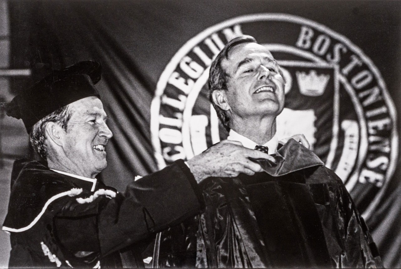 J. Donald Monan, S.J. and George H.W. Bush in 1982 J. Donald Monan, S.J. and George H.W. Bush in 1982