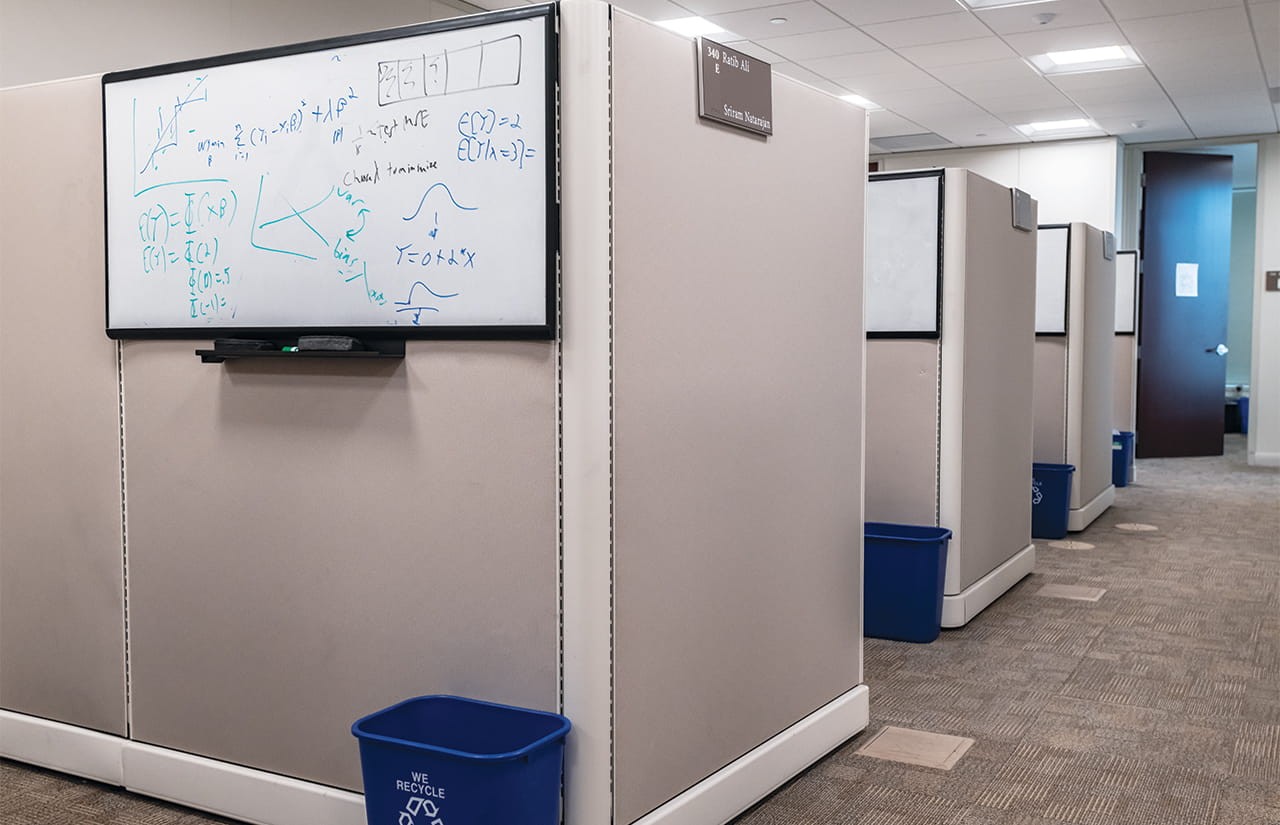 Cubicles assigned to graduate students in the economics department