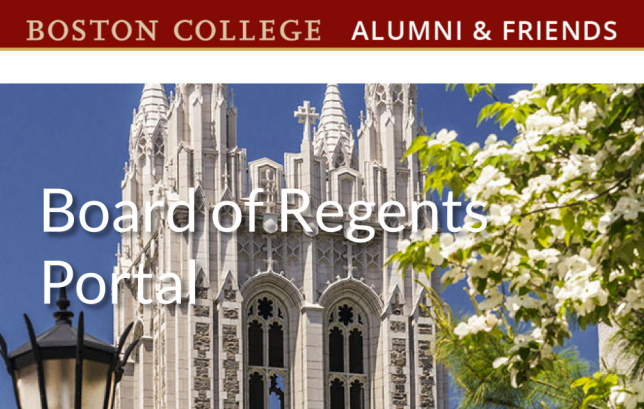 A website home page with Gasson Hall in springtime