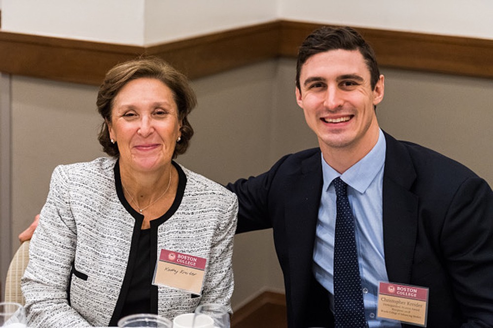 Chris Kreider and his mother, Kathy Kreider, at the Woods College awards dinner