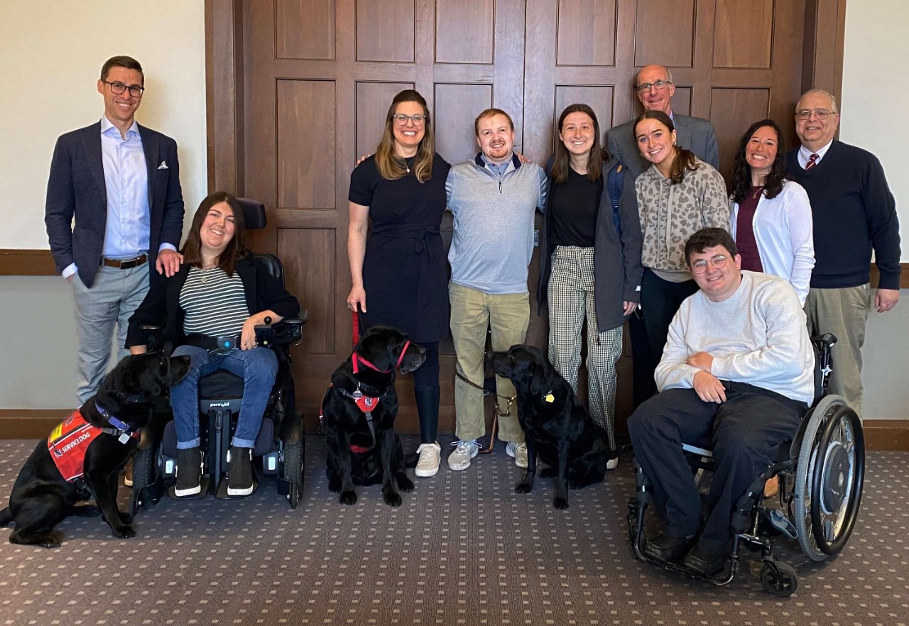 Patrick Downes '05, Carolyn Barrett '16, Jessica Kensky, Nick Claudio '22, Cate Cheevers '23, Sarah Farnan '23, John Mahoney, Jr. '79, Conor McCormack '22, Elizabeth Stowe Fennell '05, and Bernie Pekala.