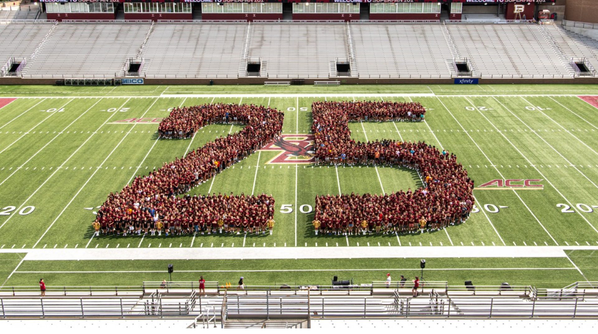 Class photo in Alumni Stadium