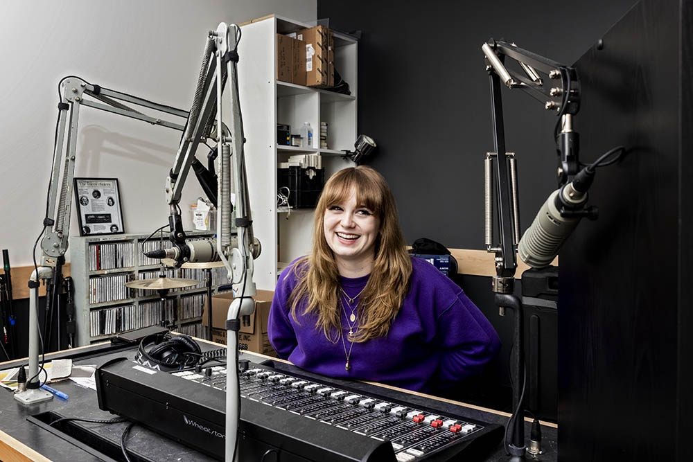 Lily Telegdy in the BC recording studio