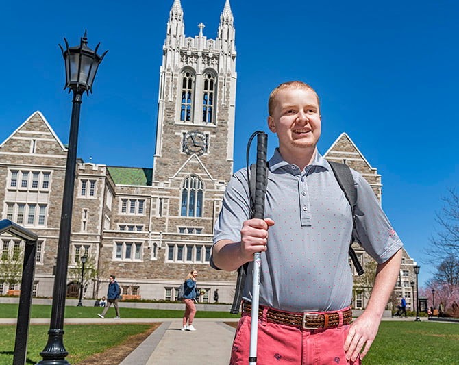 Nick Claudio standing on the BC campus