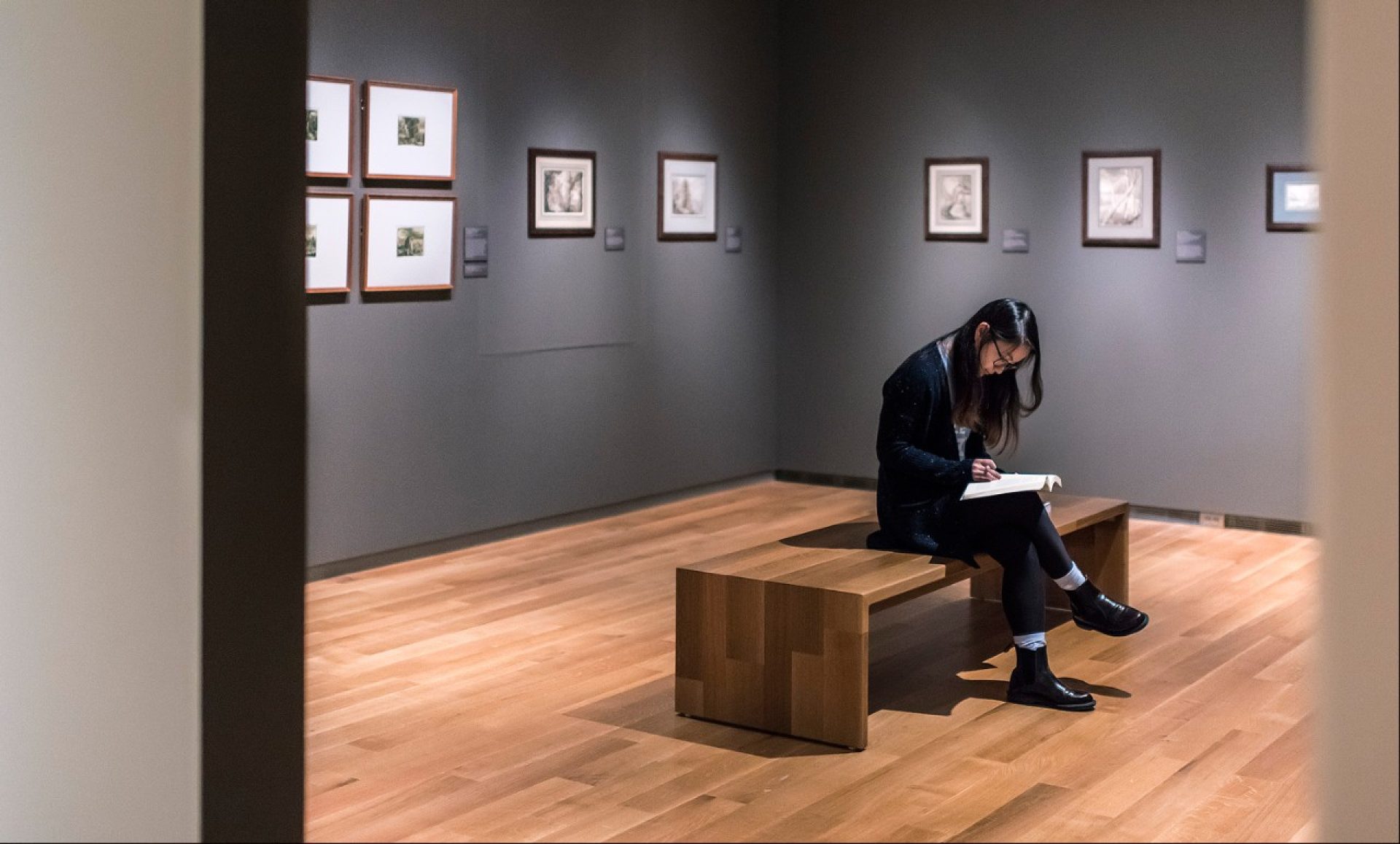 students studying at McMullen Museum