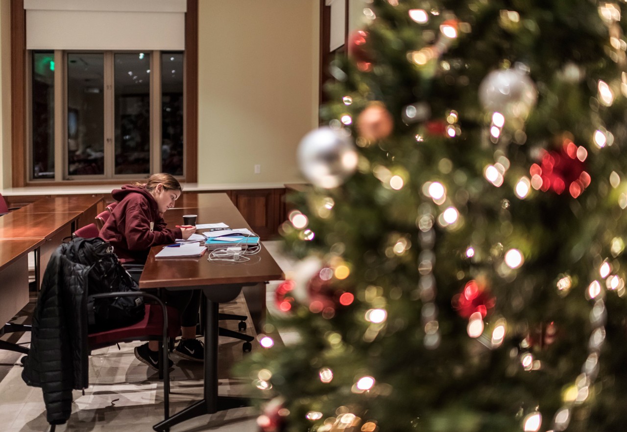 Morrissey College of Arts & Sciences student Anna Beatrice '21 hard at work. 