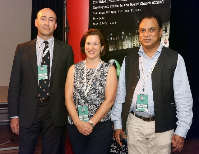 CTEWC co-Chairs Fr. Andrea Vicini, Kristin Heyer, and Fr. Shaji George Kochuthara