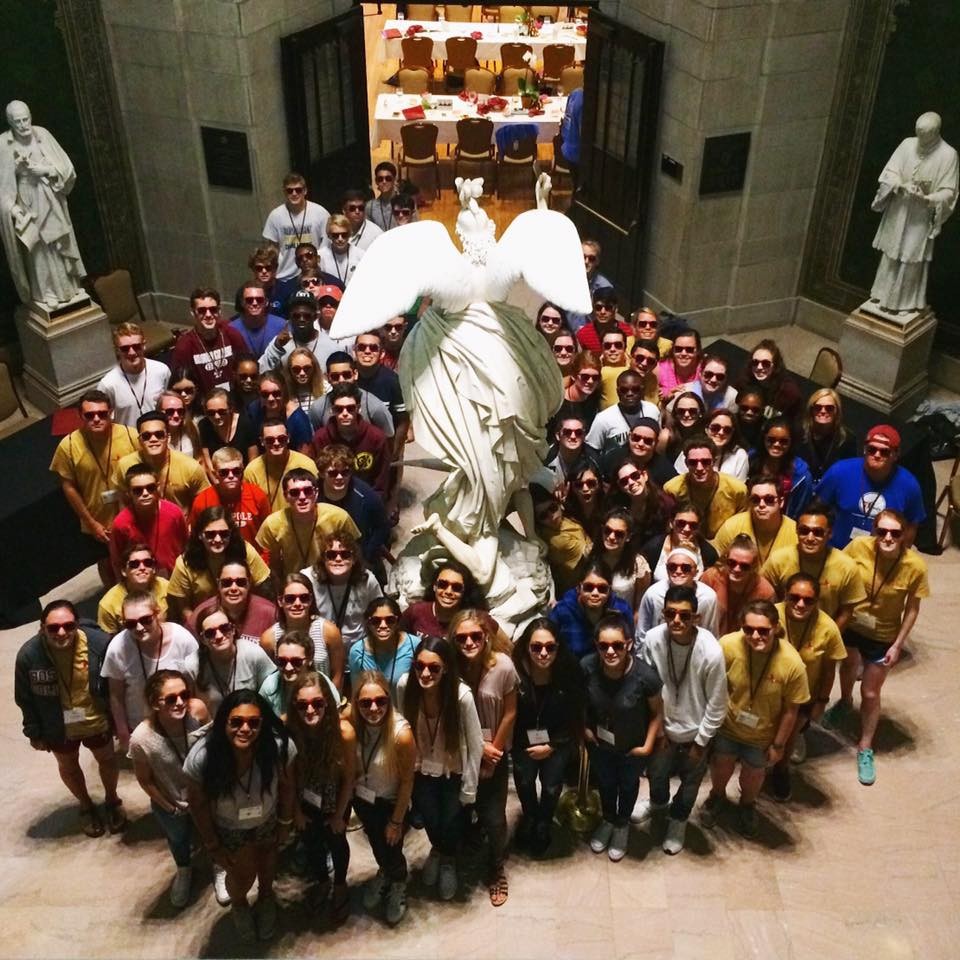 group in the Gasson rotunda
