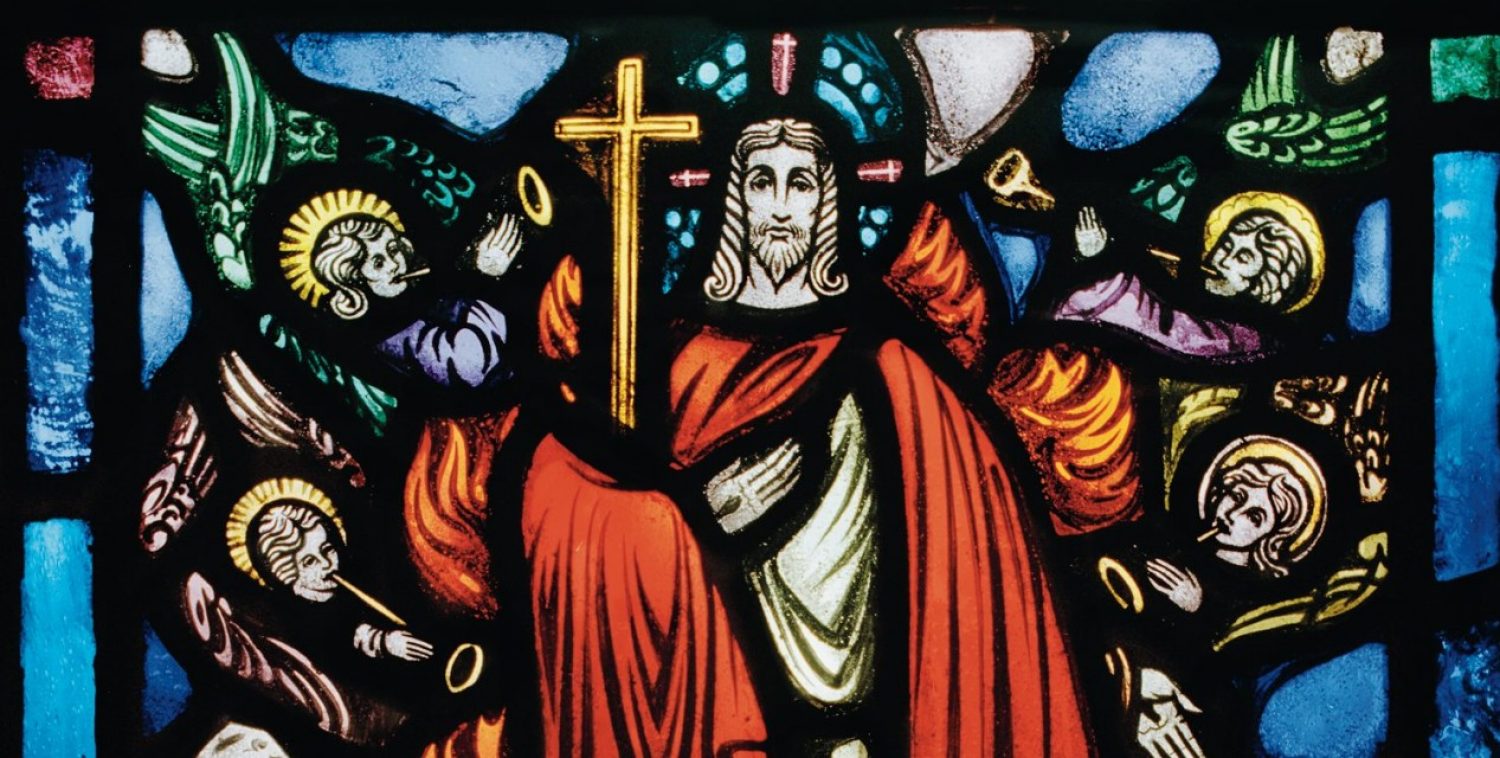 Stained glass depiction of Christ