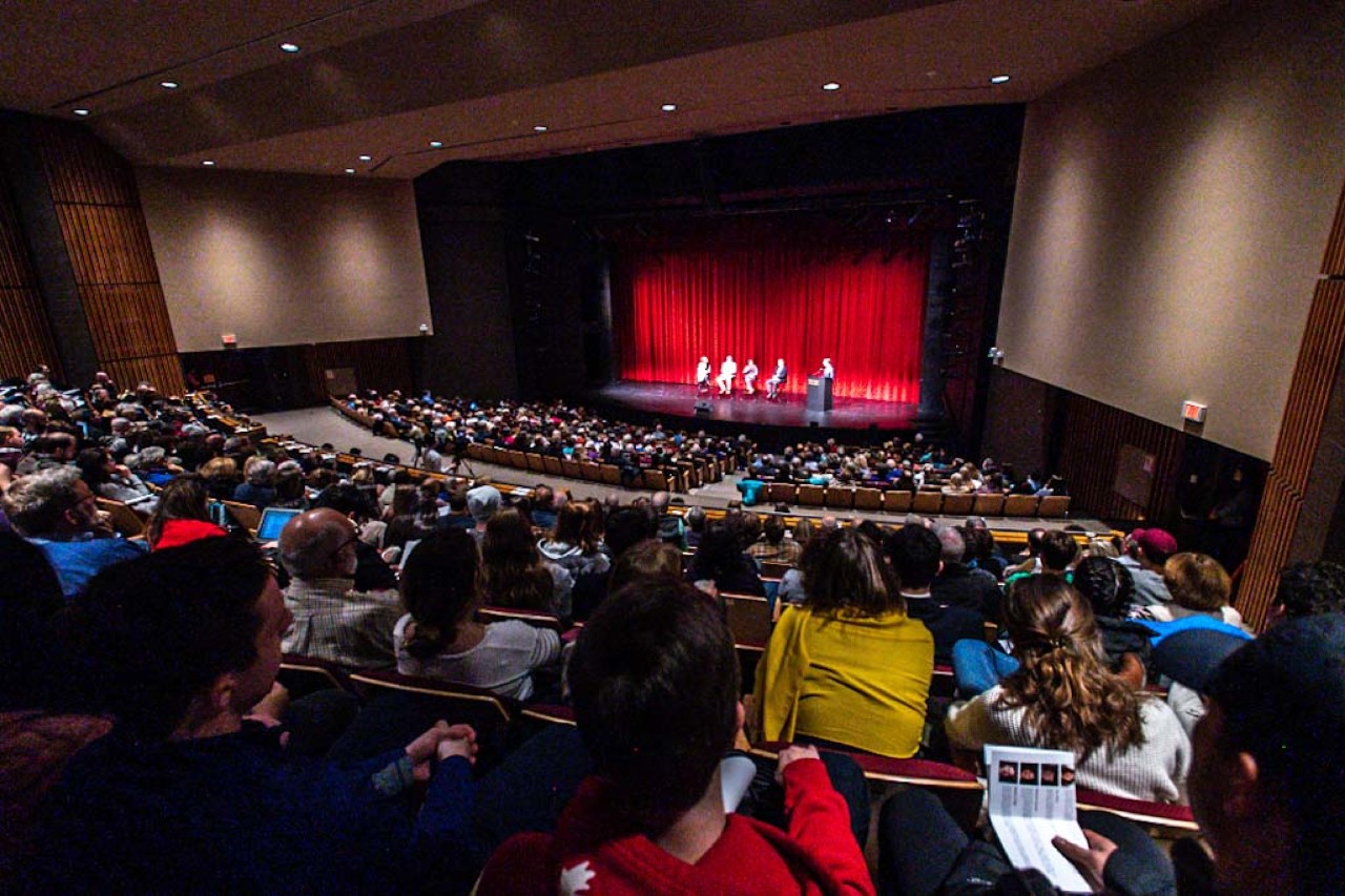 Wide shot of the audience at Robsham Theater