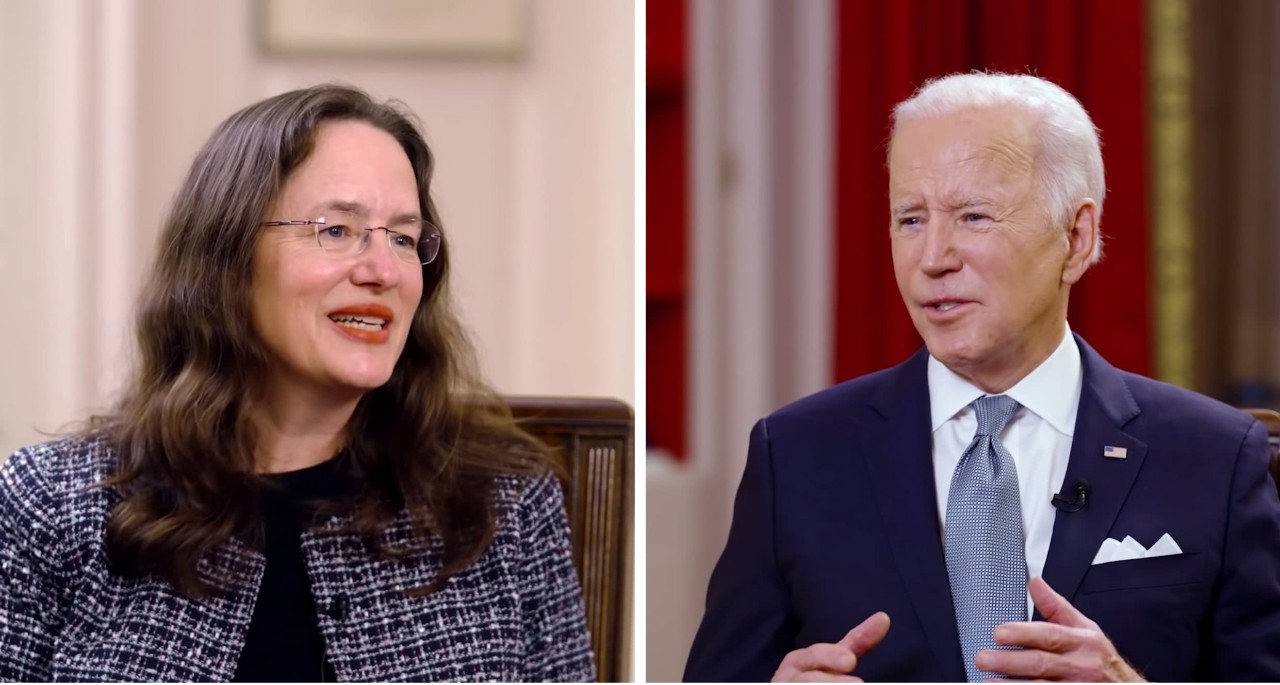 Heather Cox Richardson and President Joe Biden