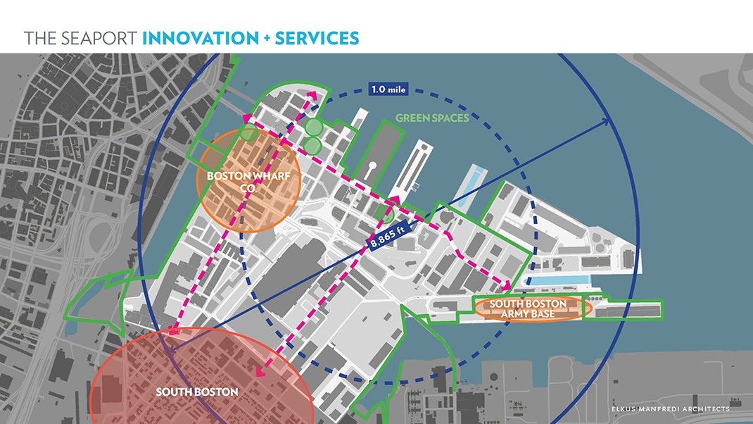 Hundreds of new and established companies have located to South Boston’s Seaport District, creating an innovation district largely inside one square mile.