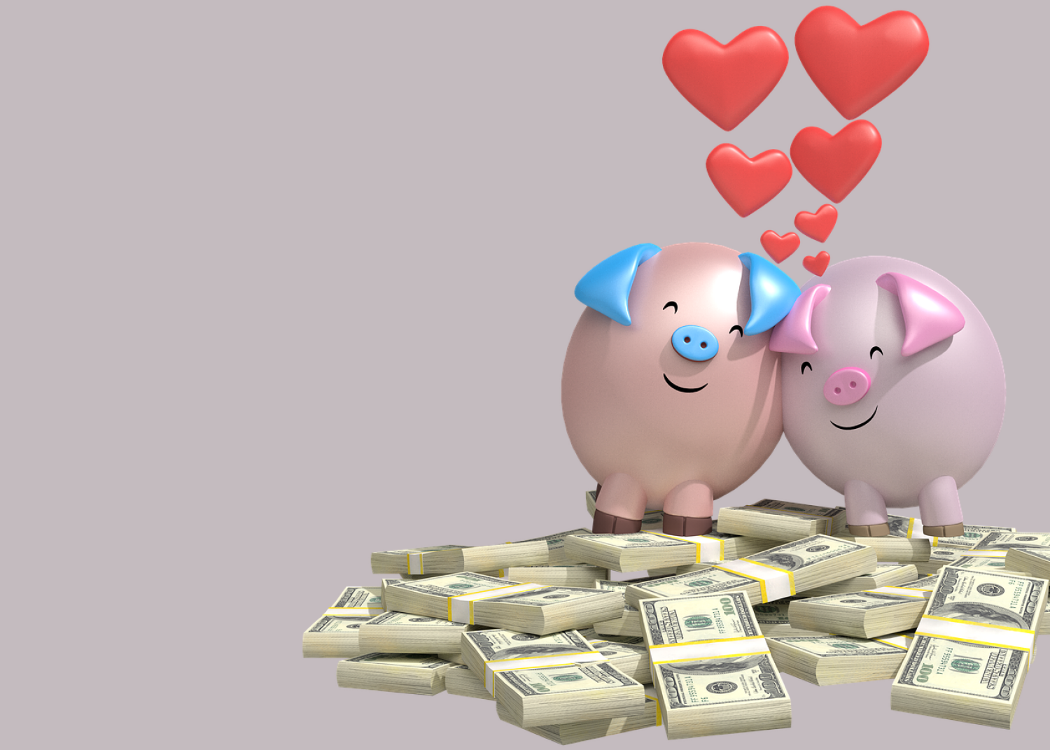 piggy banks with hearts