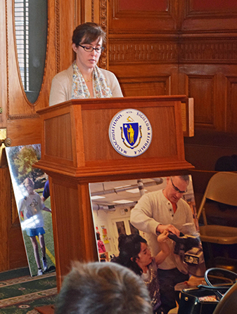 Erin Walter speaking to MA legislators. Provided photo.