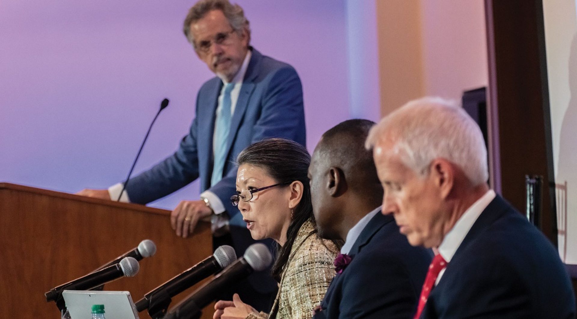 Former Mass. Secretary of Education Paul Reville, Washington state legislator Sharon Tomiko Santos, Nevada state legislator Tyrone Thompson, and Indiana state legislator Robert Behning.