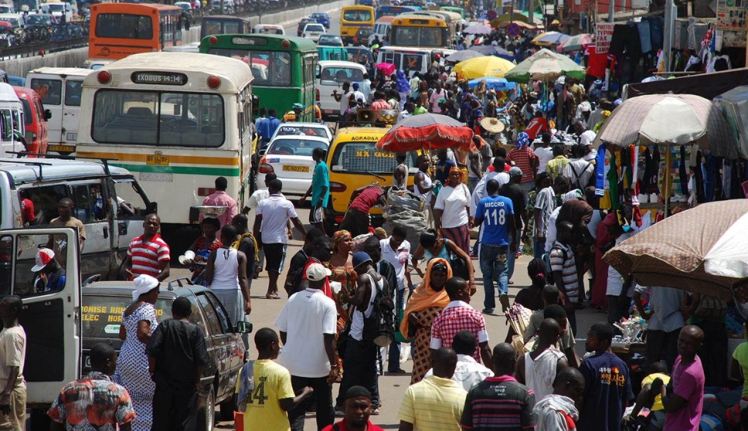A crowded street in Ghana