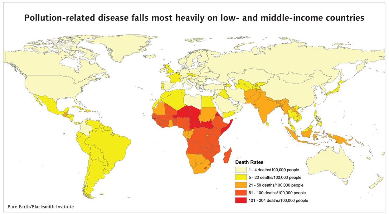 World map of pollution-related disease