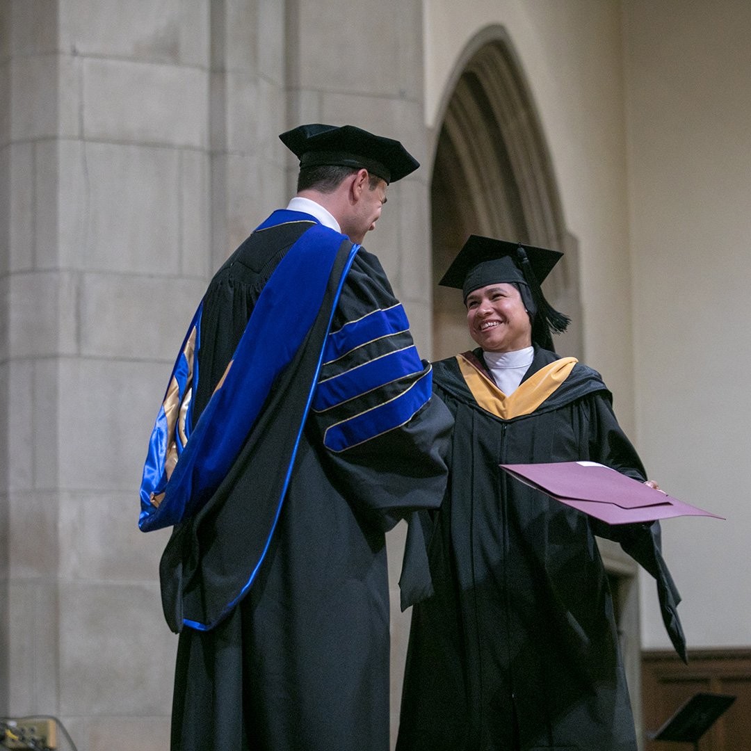 Sr. Brenda and Woods College Interim Dean David Goodman