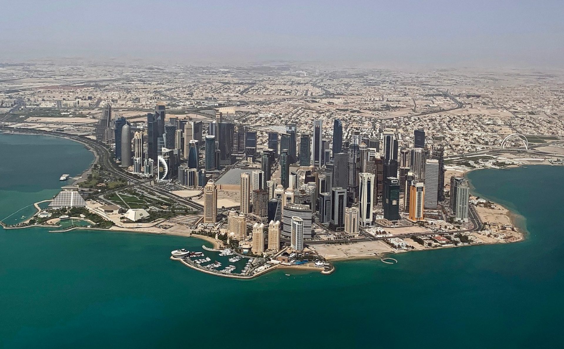 aerial view of Doha, Qatar