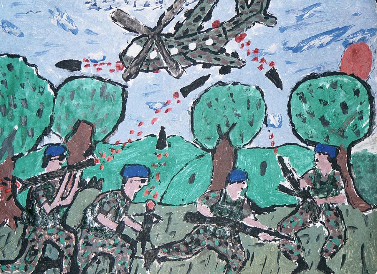 helicopters depicted by former child soldier