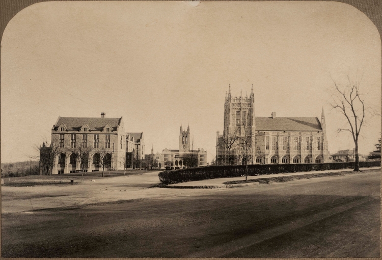 Commonwealth Avenue entrance to Boston College, 1930