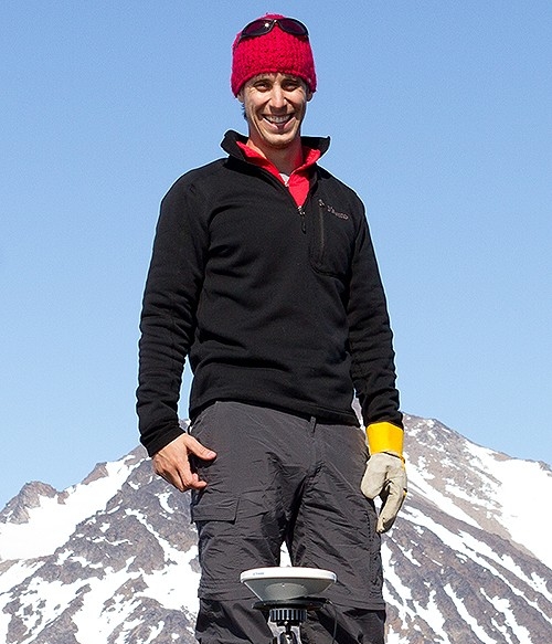 Asst. Prof. of Earth and Environmental Sciences Jeremy Shakun, conducting research on the Greenland ice sheet in 2014
