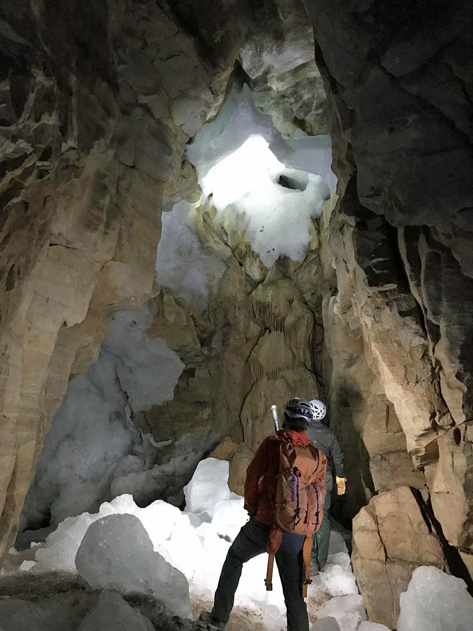 Scientist in cave