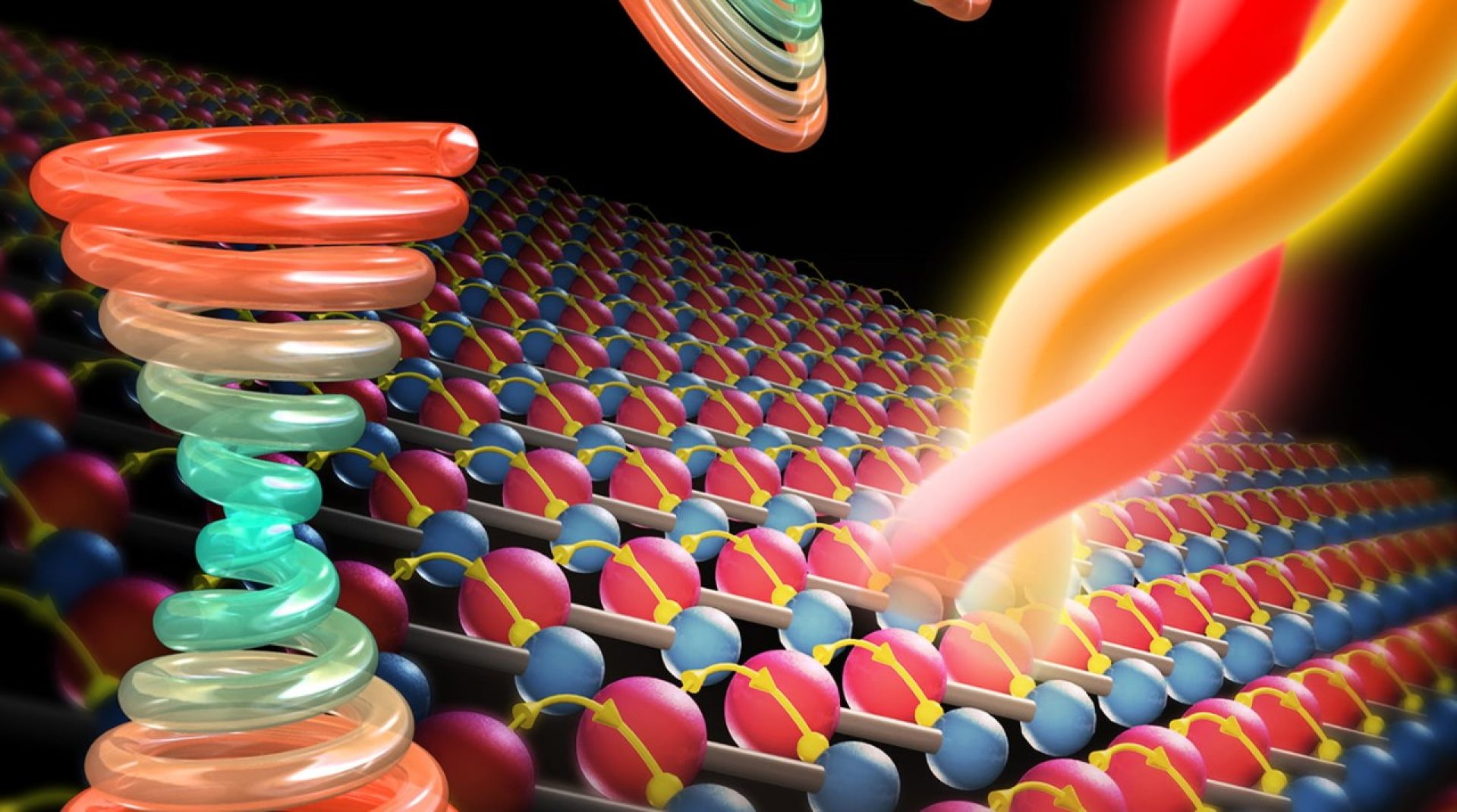 Image showing the nonlinear mixing of waves of light intrinsically generating direct current in tantalum arsenide