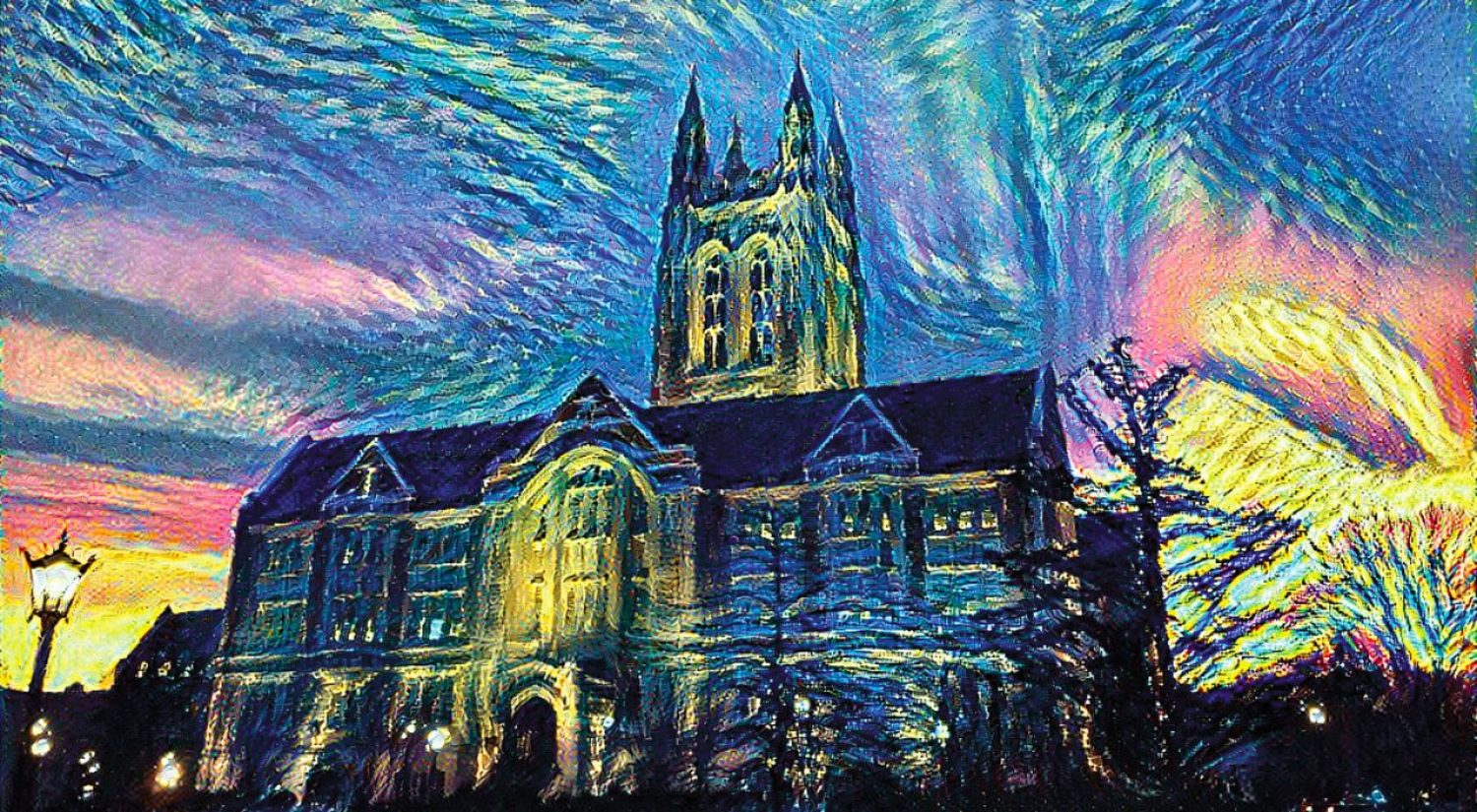 Gasson Hall, in the style of Vincent van Gogh