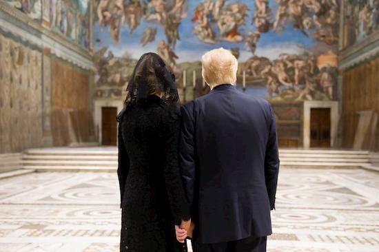 Mr and Mrs Trump holding hands