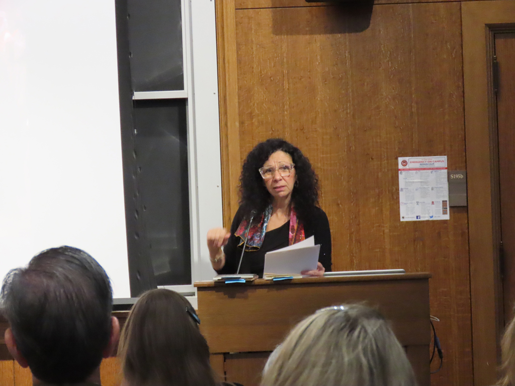 Angela O'Donnell delivering her lecture on Saturday, October 21, 2023.