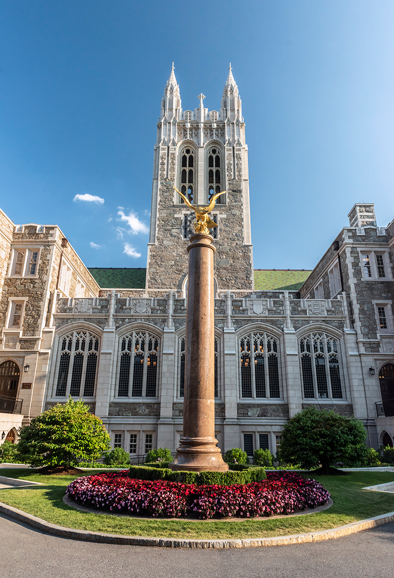 Image of BC Eagle in front of Gasson Hall
