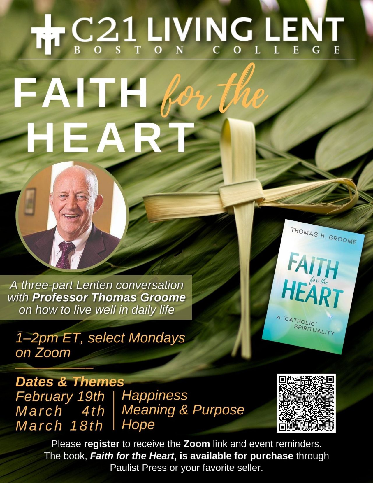 Tom Groome - Lent Faith for the Heart Flyer - Faith for the Heart flyer dates aligned