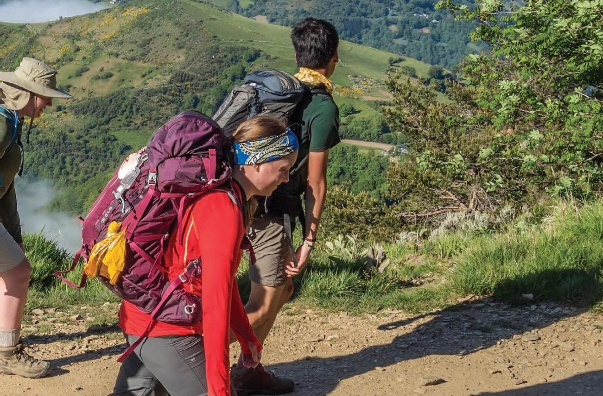 students hiking