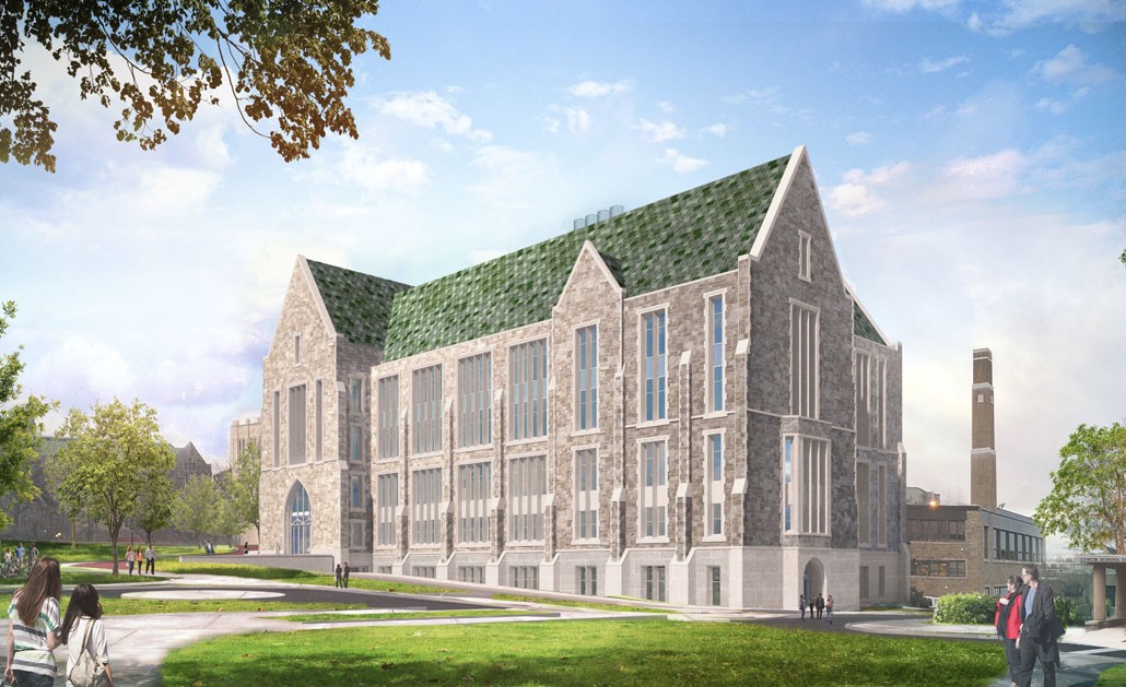 Photo of rendering of the Schiller center